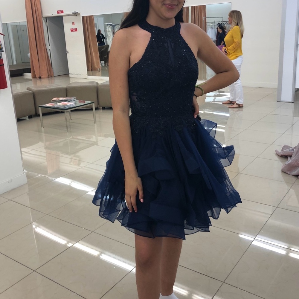 Camille la Vie Navy Blue Short Dress, size 6, like new, Homecoming Dress